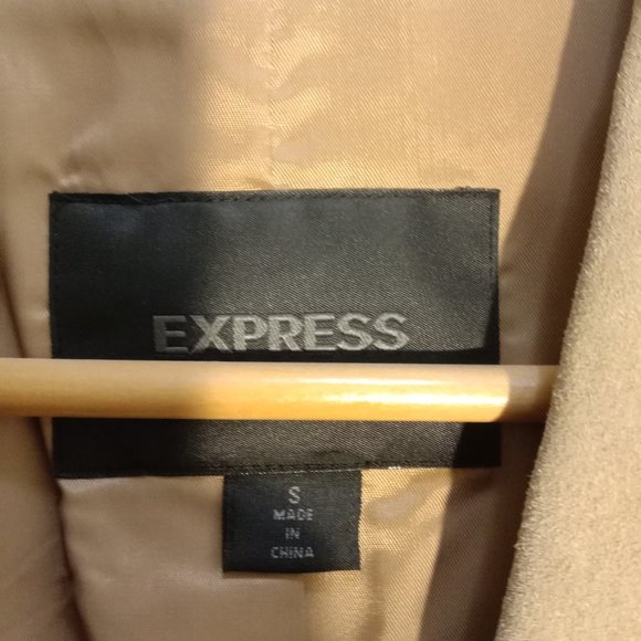 Express Men's Three Button Single Breasted Leather Blazer Jacket Brown Small - Picture 4 of 5